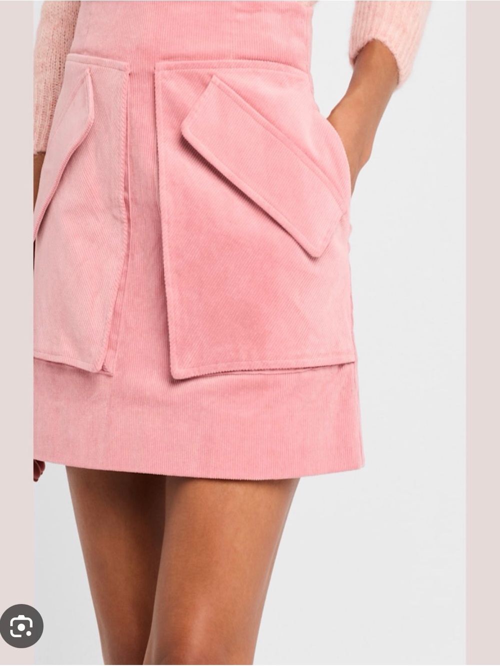 Aknvas Pink Corduroy Mini Skirt with Oversized Patch Pockets